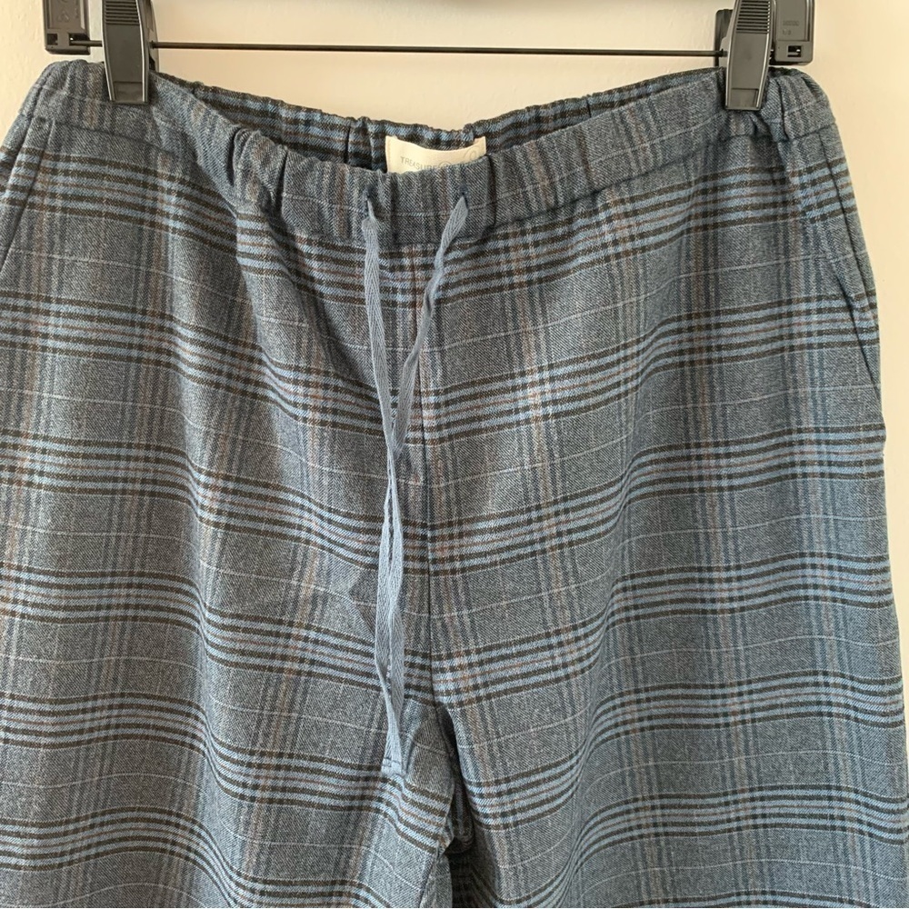 Treasure & Bond Straight Leg Pants In Plaid Heritage Navy & Black Size S NWT - Picture 11 of 14